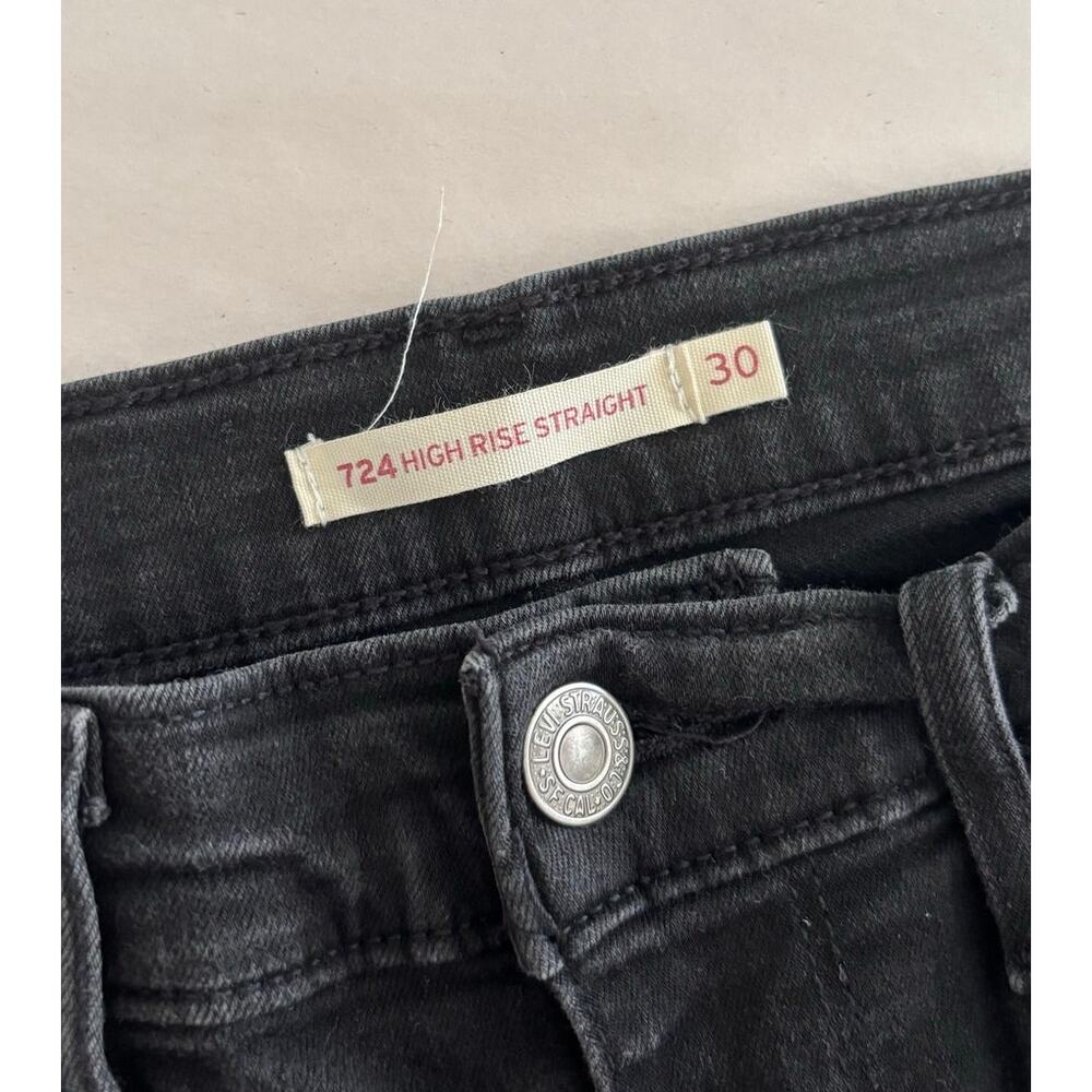 Black Women's Levi's 724 High Rise Straight Leg Jeans 30 - Picture 7 of 7